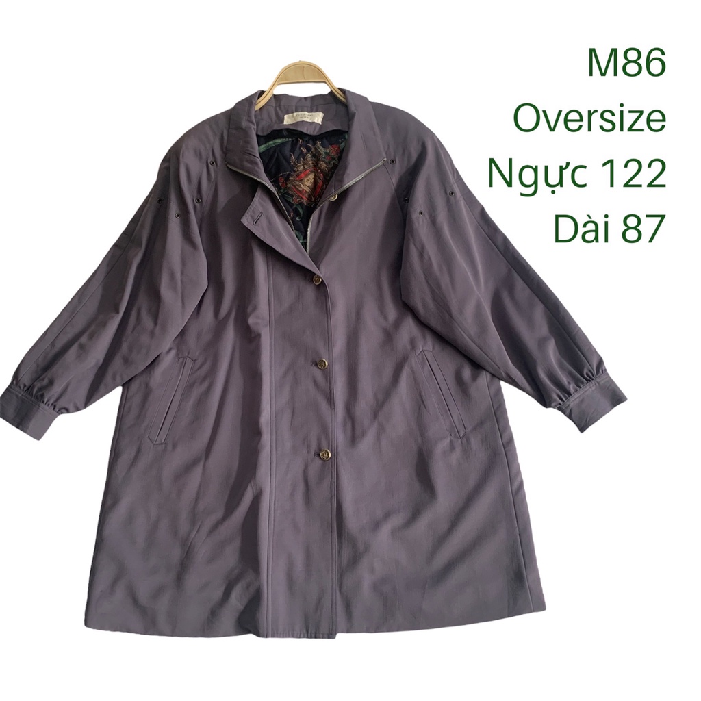 Áo khoác trench coat M86 khóa zip nút bấm tay phồng lót trong tháo rời được có độn vai 2hand Hàn si tuyển ảnh thật