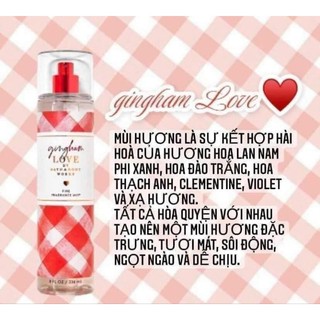 Xịt thơm Body Mist Gingham Love Bbw 236ml
