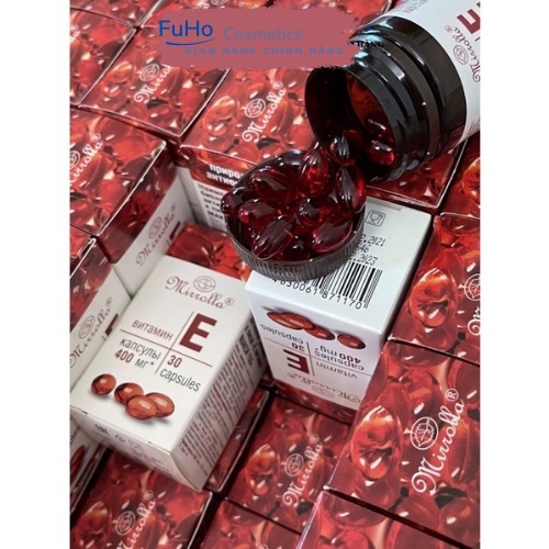 Viên uống Vitamin E đỏ Nga 400mg Mirrolla Làm đẹp trắng da chống lão hộp 30 viên Fuho Cosmetics | BigBuy360 - bigbuy360.vn