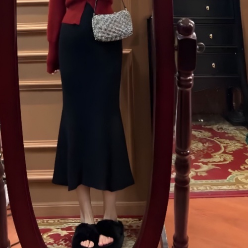 Chân váy SUXI chữ A lưng cao/ Áo dệt kim SUxi tay dài dáng rộng thời trang cho nữ