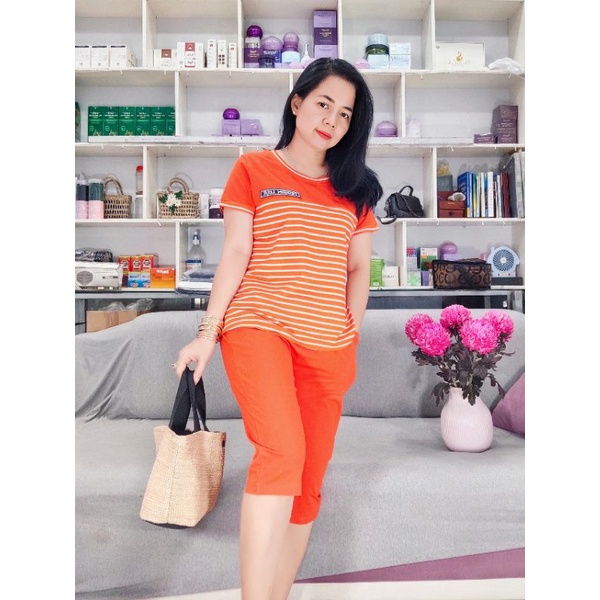 TPS174(L..7XL)4️⃣6️⃣Bộ lửng Tay Ngắn Cổ Tròn màu phối sọc Thun cotton bigsize vnxk TuyenPhan 50..90 kg (bảng màu số 2)