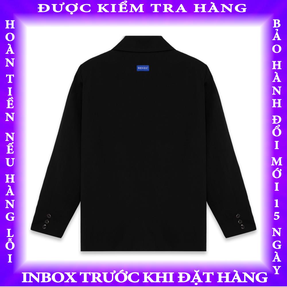 Áo khoác blazer nam Senzc form rộng, có đệm vai, basic, đen buinguyet