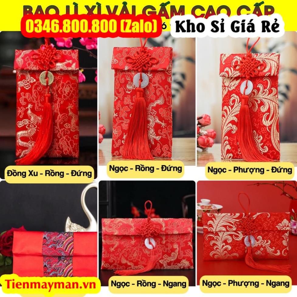 Bao Lì Xì Vải Gấm Nhiều Hoa Văn Cao Cấp Cưới Hỏi, Ngày Tết sang trọng đẹp mắt