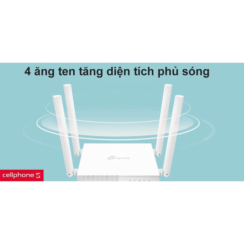 Modem TpLink C24 phát wifi 2 băng tầng làm repeater siêu mạnh 4 ăn ten