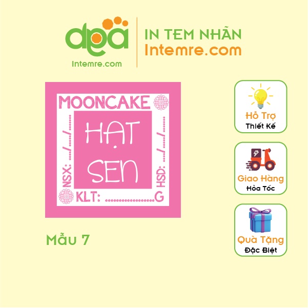 100 Tem Nhãn Giấy Decal Dán Intemre.com Bánh Trung Thu Hình Vuông 3x3cm - Mẫu 7