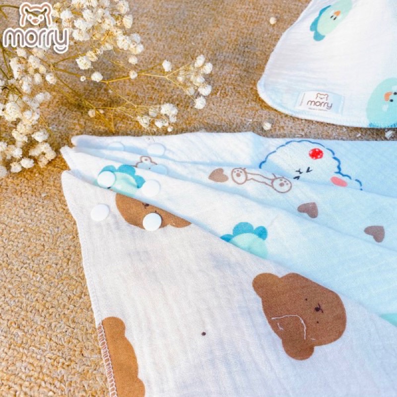 Sét 5 yếm Muslin - yếm Xô 4 lớp cao cấp Morry cho bé