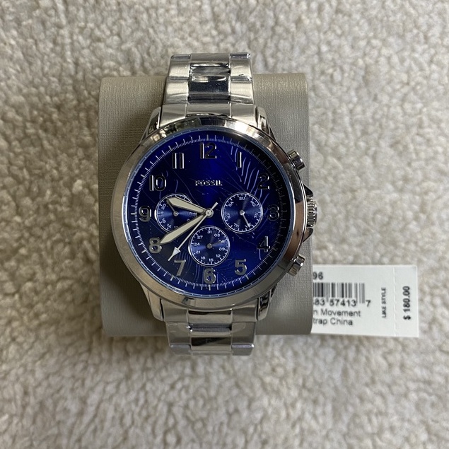 Đồng hồ nam Fo.ssil  mặt xanh lịch ngày tuần   Case 48mm, mỏng 11mm