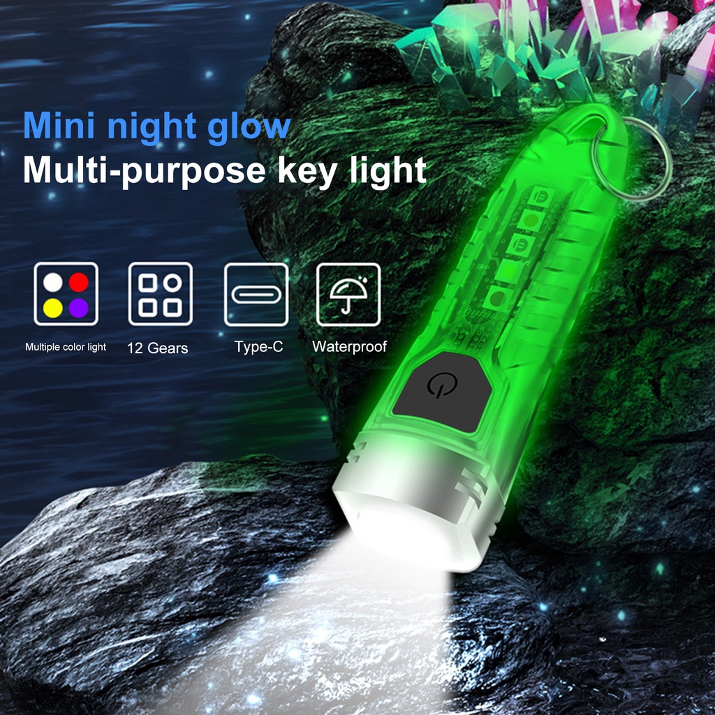 1 Bộ Đèn Pin LED IPX6 Hiệu Ứng Dạ Quang Chống Nước Siêu Sáng Kích Thước Nhỏ Gọn Có Thể Sạc Lại Dùng Khi Đi Cắm Trại