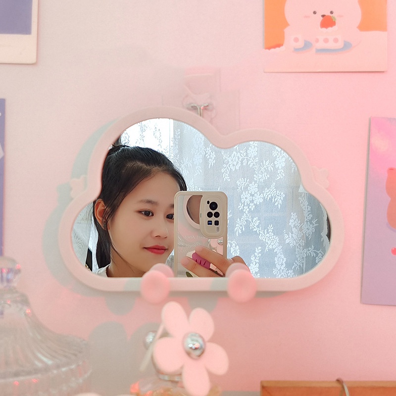 Gương để bàn, treo tường hình đám mây xinh giá đỡ điện thoại xinh xắn.