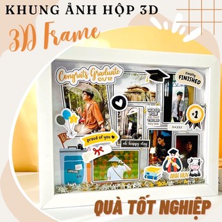 (TẶNG ĐÈN) KHUNG ẢNH NỔI 3D và Set nguyên liệu DIY tự làm (KHUNG HỘP)
