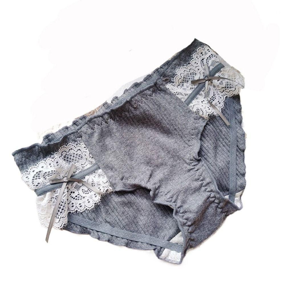 OCEANMAP Quần Lót Cotton Phối Ren Thoáng Khí Đính Nơ Thời Trang Cho Nữ