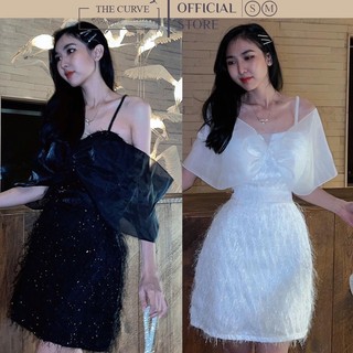 Đầm lông rớt vai