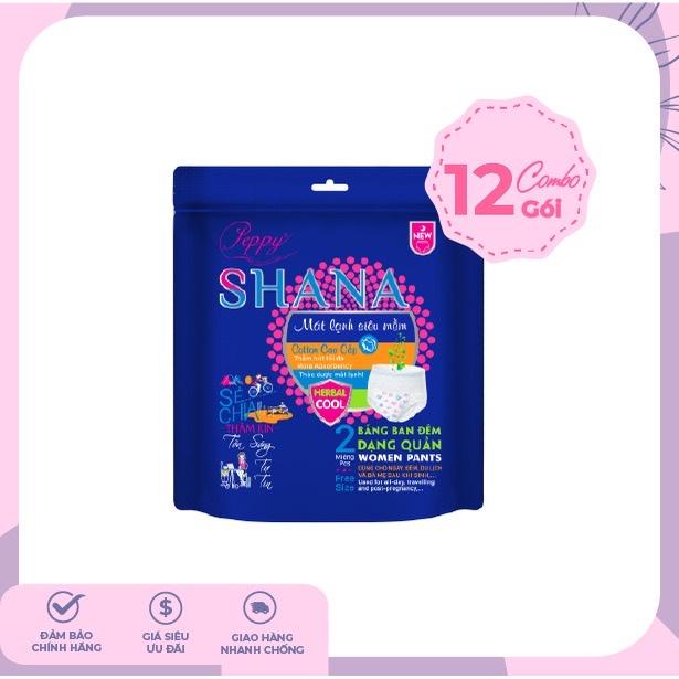 Combo 12 gói Băng vệ sinh đêm dạng quần SHANA 2 quần/gói Tã Chất Lượng Giá Rẻ