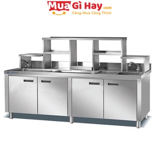 Quầy pha chế Yubann 1.8M 2 chậu rửa dễ dàng tháo nắp vận chuyển - Hàng chính hãng
