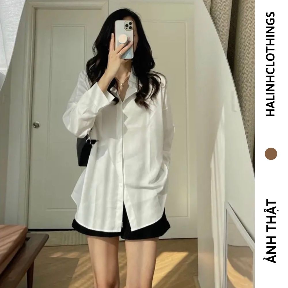 Sơ mi trắng trơn freesize (ảnh thật sản phẩm)