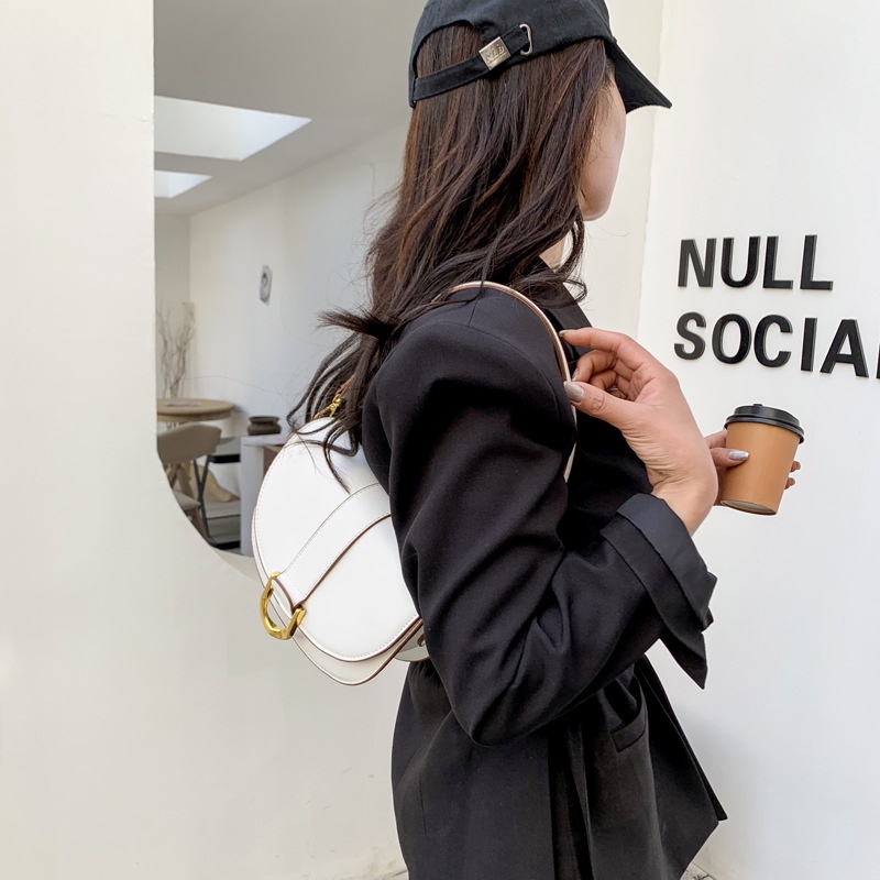 MISCHA Túi Đeo Chéo Vai Bằng Da PU Màu Trơn Thời Trang Phong Cách Phương Tây