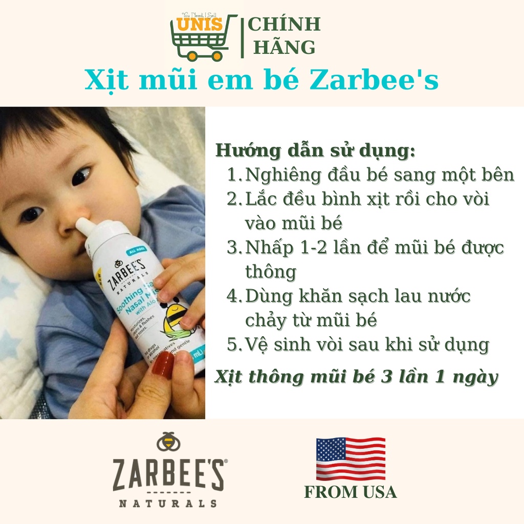 Xịt Mũi, Rửa Mũi ZARBEE'S cho bé từ 0 tháng tuổi