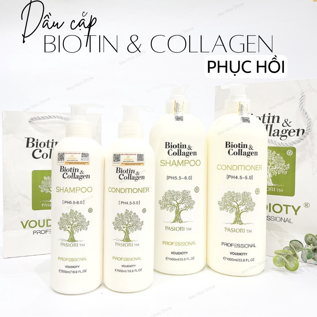 Cặp Dầu Gội Xả Biotin Collagen Trắng |1000ML Giảm Rụng Tóc,Phục Hồi Tóc Khô Xơ, Hư Tổn