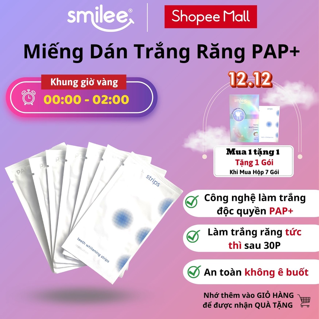 Miếng Dán Trắng Răng Smilee, Công nghệ PAP + Giúp Làm Trắng Răng Chỉ Sau 1 Lần Sử Dụng