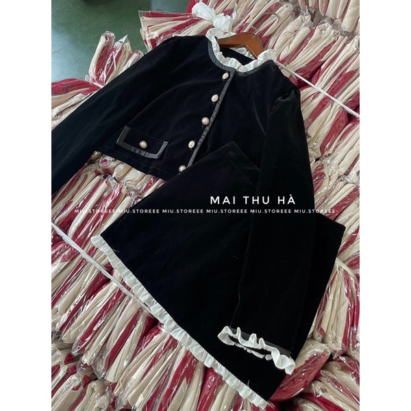 SET NHUNG ĐEN PHỐI REN TRẮNG SBDPVR