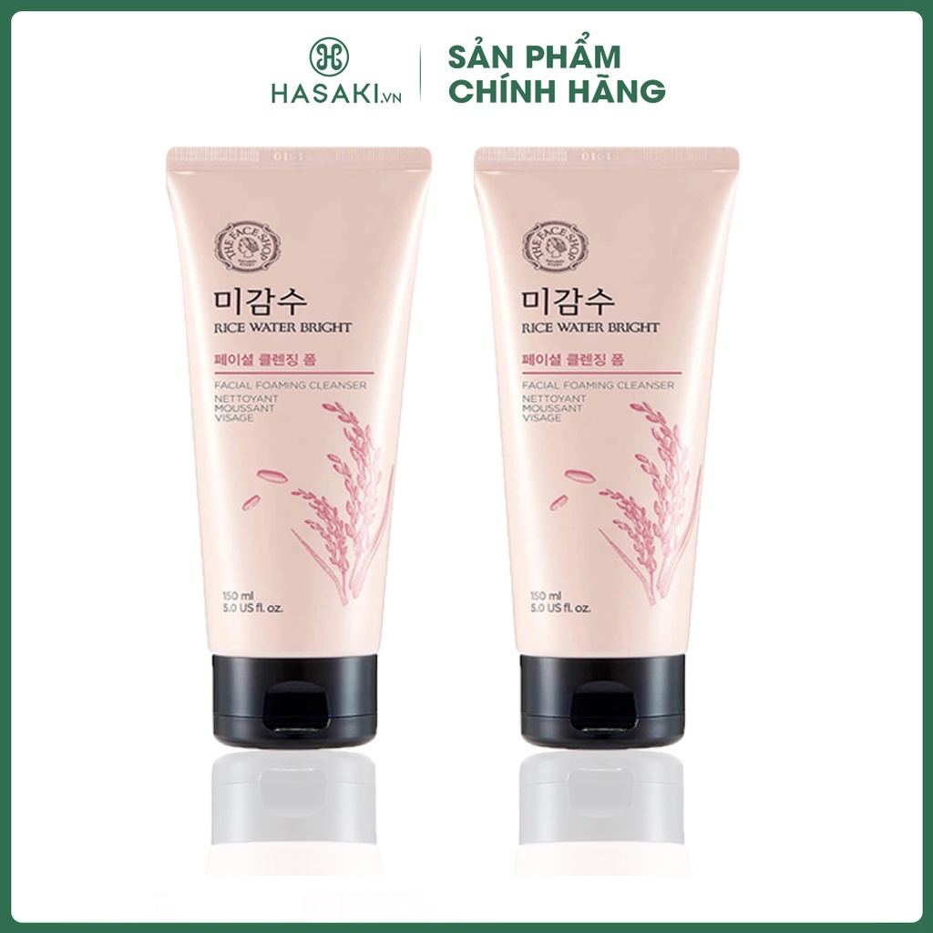 Sữa rửa mặt trắng da The Face Shop Hàn Quốc Rice Water Bright Facial Foam Cleanser 150ml cấp ẩm không có hạt.