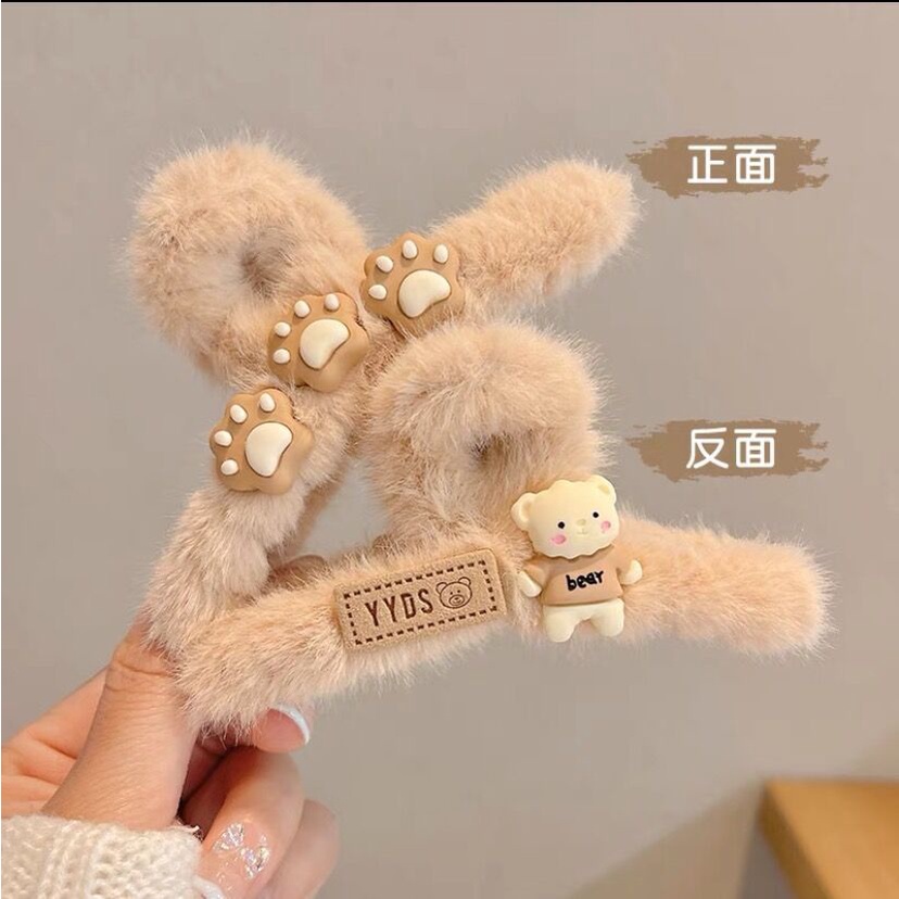 Kẹp Tóc Hình Cá Mập Phủ Lông Thời Trang Thu Đông JP5