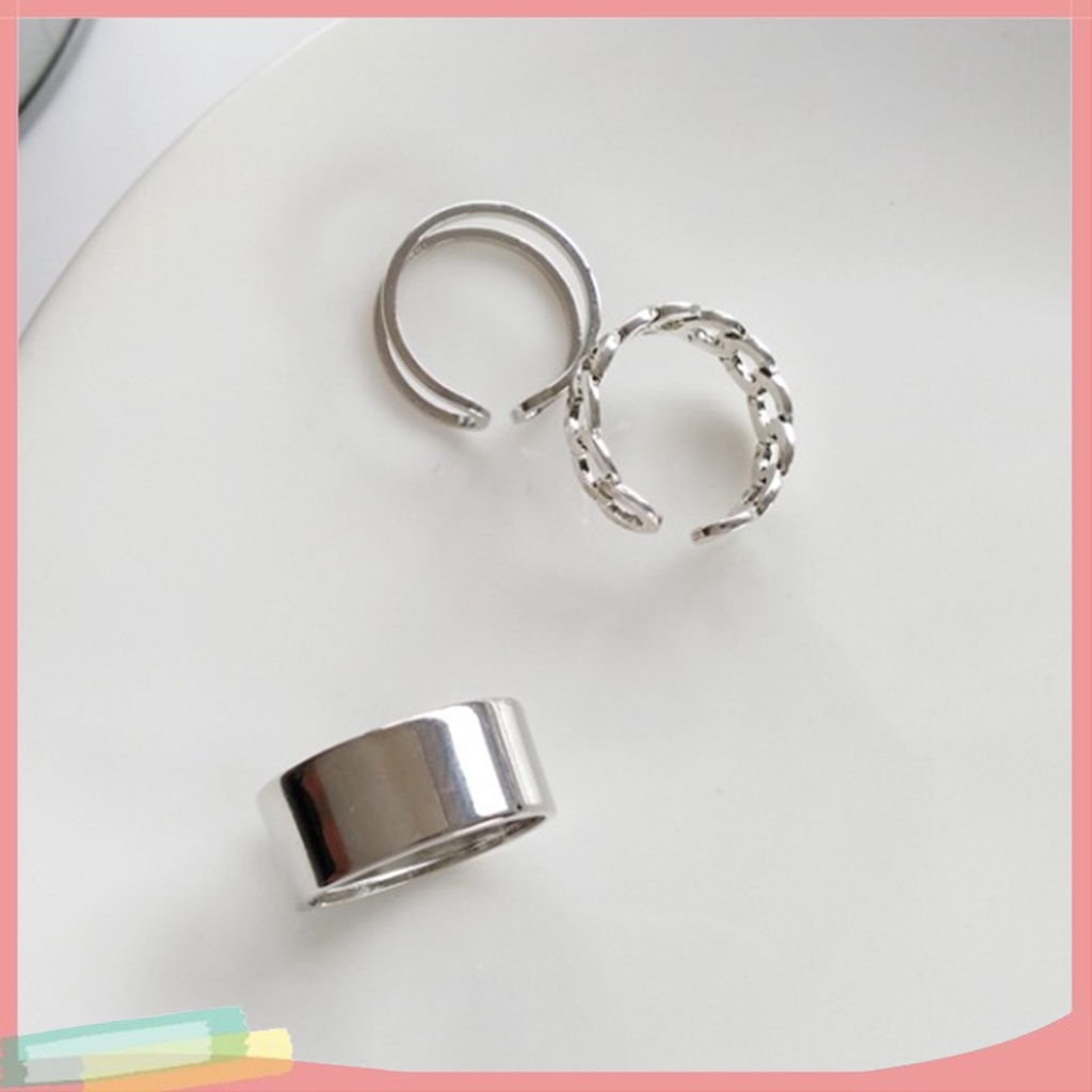 Bộ 3 nhẫn hợp kim mạ vàng / bạc trang trí xinh xắn cho nữ