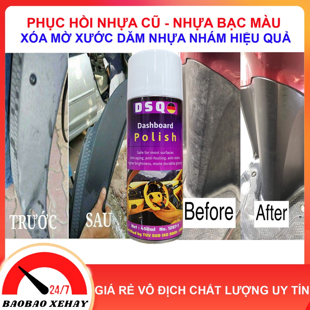 Chai phục hồi nhựa đen - Dưỡng nhựa nhám - Làm đen nhựa nhám - Làm mới nhựa cũ,ghế da Sprayking - DSQ