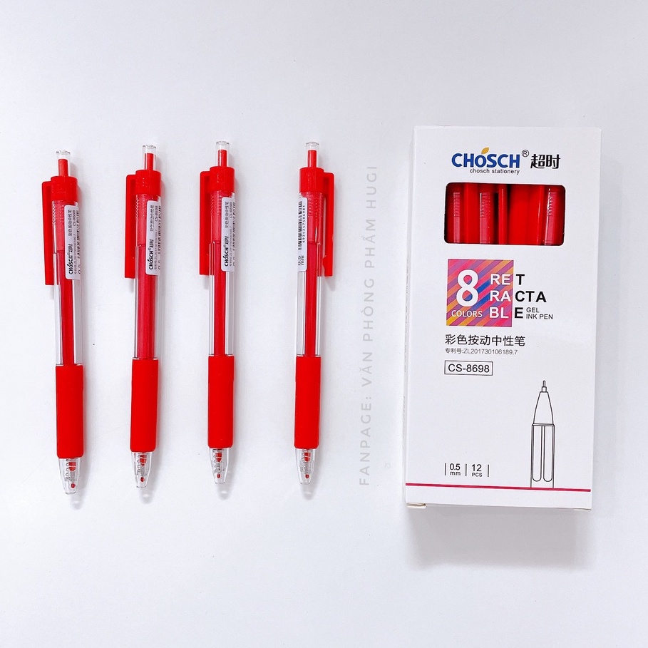 Hộp 12 Cây Bút Gel CHOSCH-8698 đầu bấm loại tốt