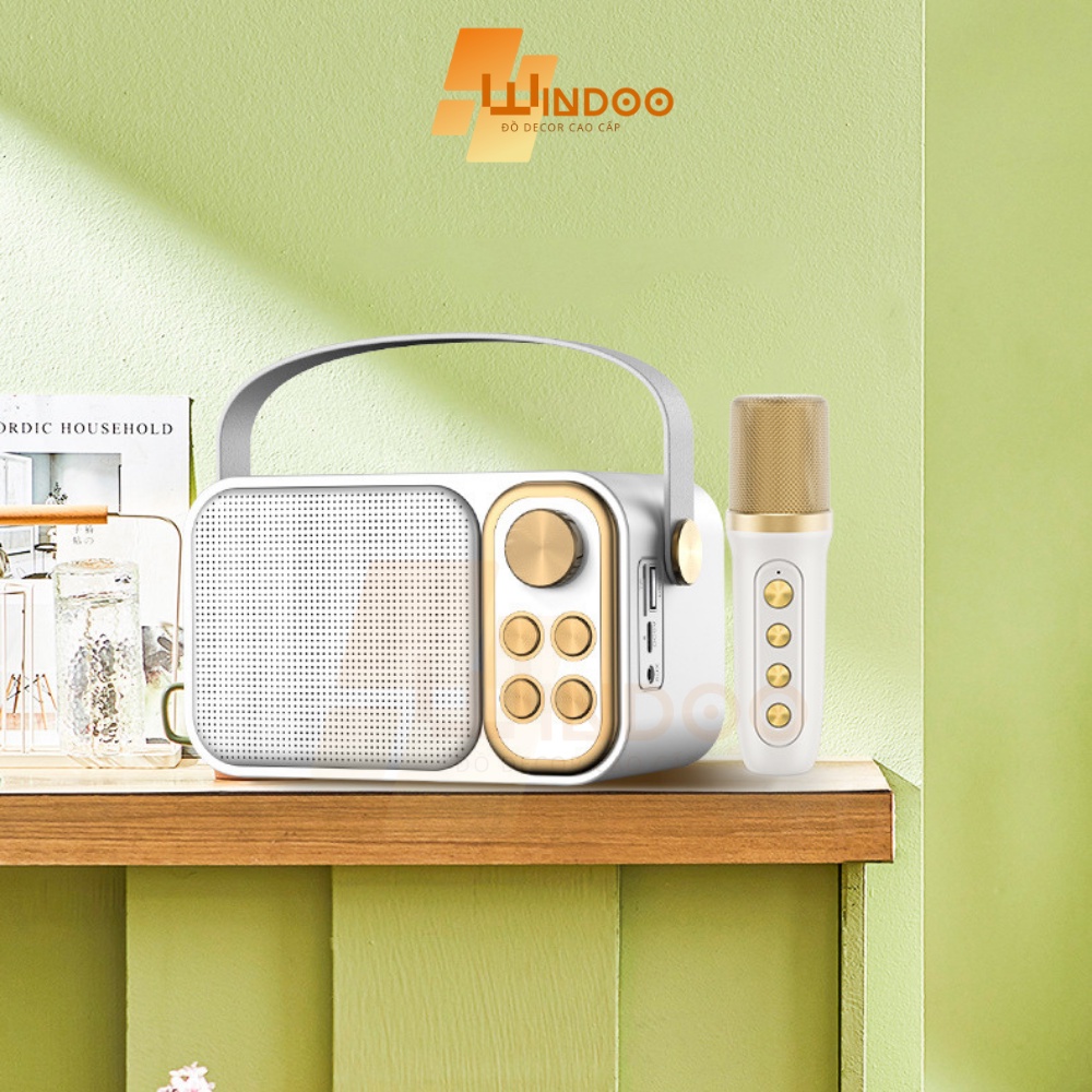 Loa bluetooth karaoke âm thanh chất lượng cao bass mạnh pin khoẻ tặng kèm mic hát
