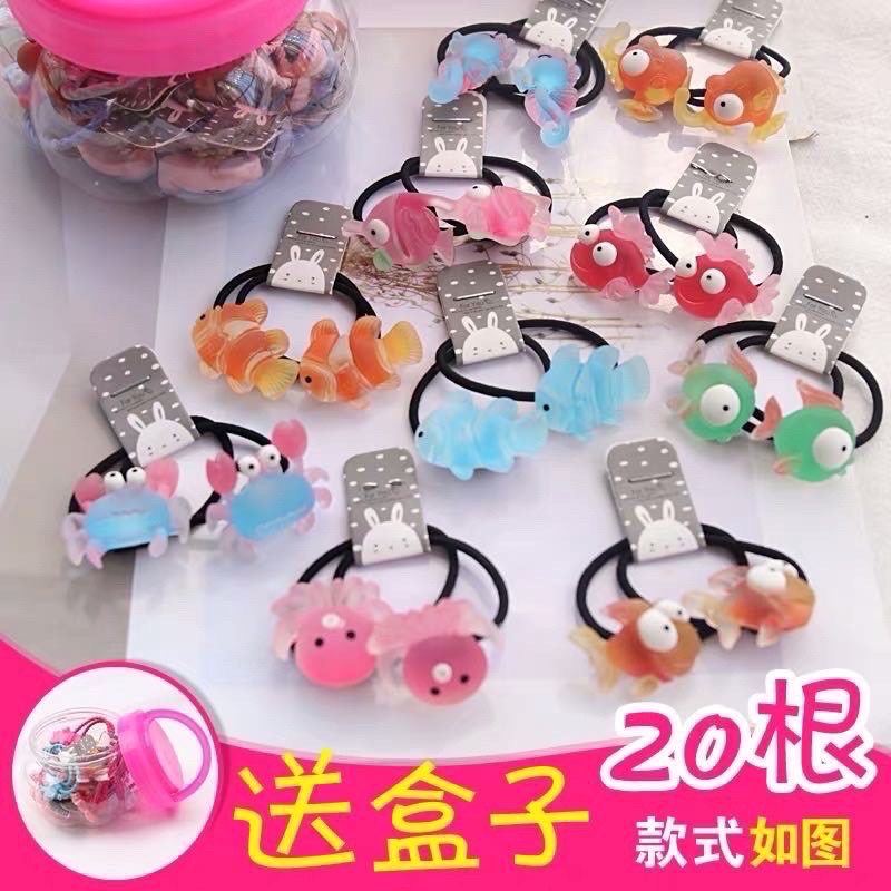 Hộp 20 Dây Cột Tóc Hộp Gấu Hàn Quốc