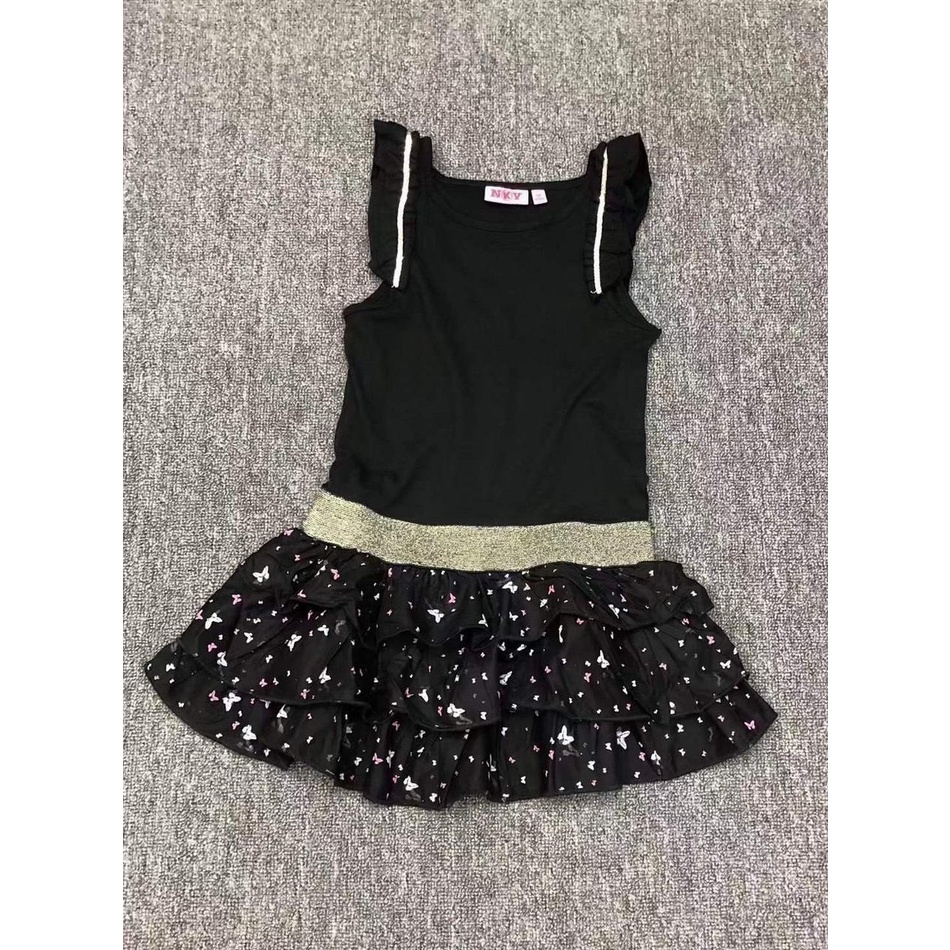 Váy đen sát nách mix hoa nhí chân tầng siêu xinh cho bé 3y - 10y