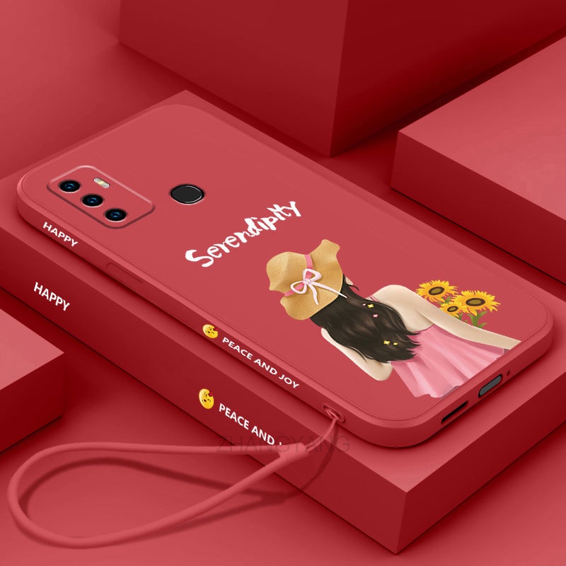 Ốp Điện Thoại TPU Dẻo Họa Tiết Nhân Vật Cô Gái Dễ Thương Kèm Dây Đeo Cho oppo a53 a53 2020