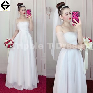 Đầm maxi xòe mặc cưới TRIPBLE T DRESS đi bàn nhẹ nhàng được nhiều kiểu sang trọng - size S/M/L - MS6Y