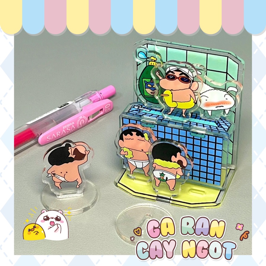 Mô hình acrylic standee Cậu bé bút chì Shin-Chan nhà tắm Gà Rán Cay Ngọt dễ thương
