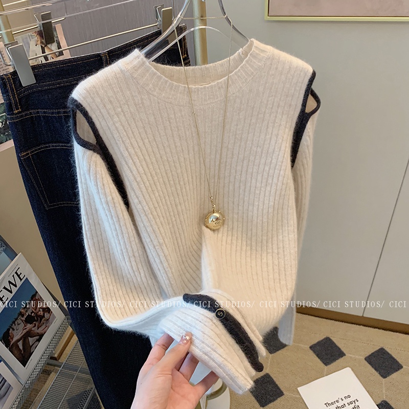 Áo Sweater Trễ Vai Thiết Kế Mới Thời Trang Mùa Thu Đông 2022 Dành Cho Nữ  tao bao