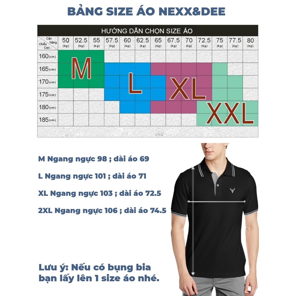 Áo thun POLO nam kẻ sọc trẻ trung có cổ bẻ vải cá sấu cao cấp Nexx&amp;Dee PL37