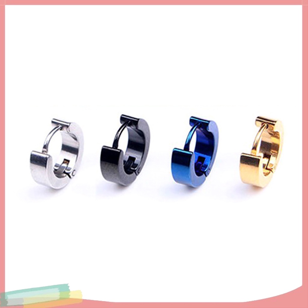 Đôi Khuyên Tai Vòng Tròn Bằng Thép Hip-Hop Thời Trang Cho Nam Nữ