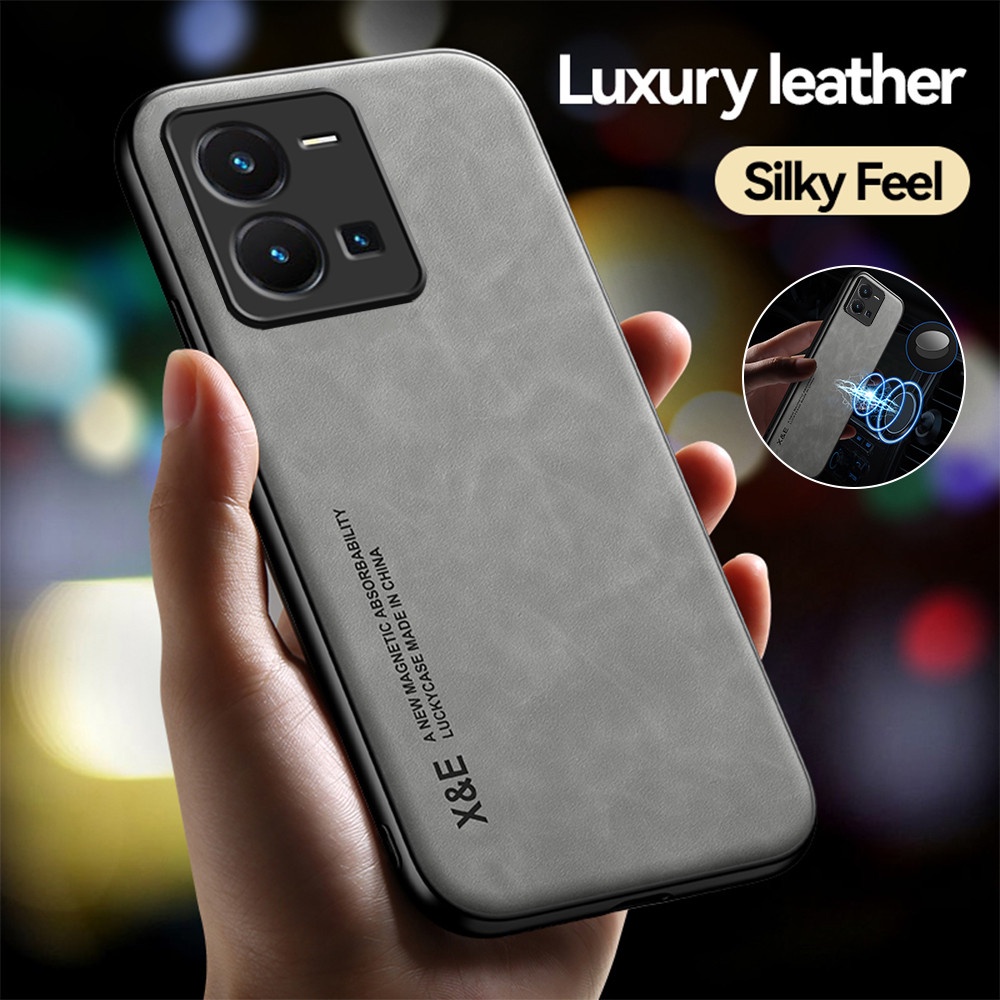 Ốp Điện Thoại Da Cừu Viền Silicon Từ Tính Bảo Vệ Camera Cho Vivo Y35 Y35 Y 35 35Y VivoY35 4G