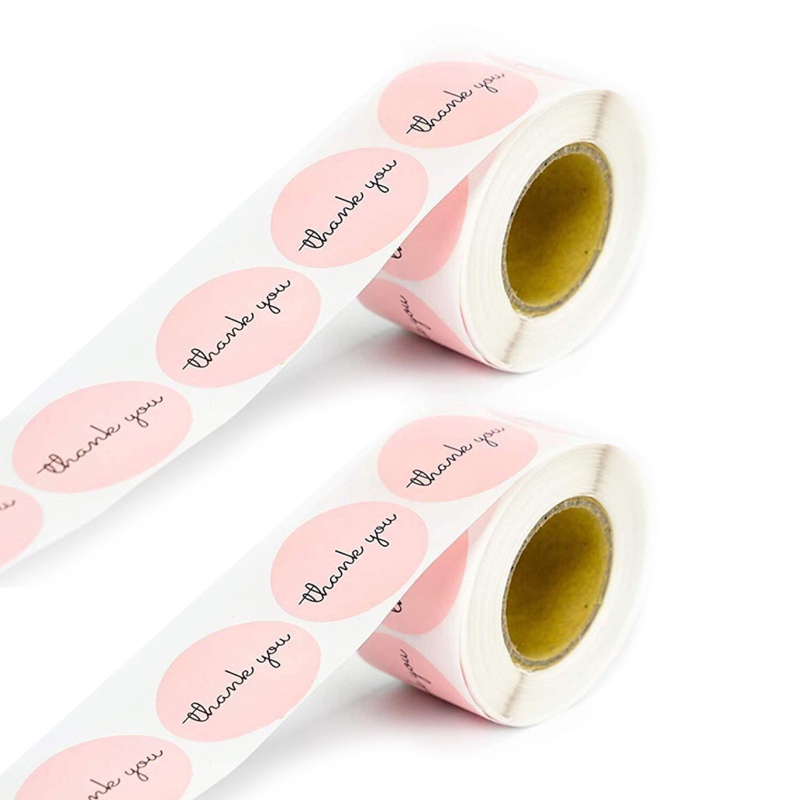Bộ 2 Cuộn 1000 Miếng Dán Hình Tròn Họa Tiết Chữ Thank You Độc Đáo Trang Trí Sổ Tay