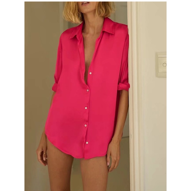 ZARA Áo Sơ Mi Lụa satin Kết Cấu Mới Mùa Hè TRAF ZARA7969046 8741024