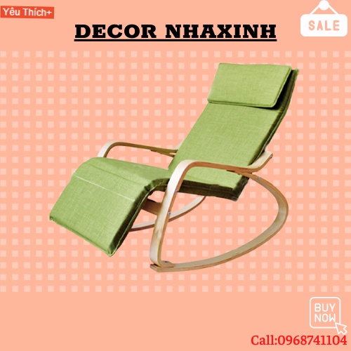 Ghế Bập Bênh Thư Giãn Đọc Sách Có Gác Chân Ghế Lười Bập Bênh Kèm Đệm Bọt Biển Thoáng Khí
