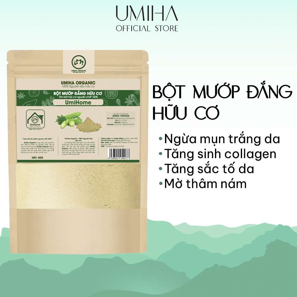 Bột khổ qua đắp mặt nguyên chất UMIHOME tăng cường sắc tố da, dưỡng trắng, ngừa mụn thâm nám 40g