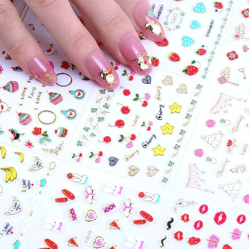 OCEANMAP Miếng Dán Trang Trí Móng Tay Hình Hoa Trái Tim Màu Đồng Dành Cho Trẻ Nhỏ