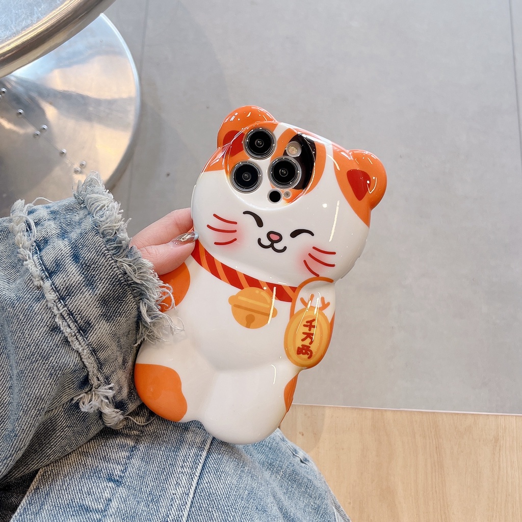 Ốp Lưng Hình Mèo Cầu Tài Nhiều Mẫu Mã Cho Điện Thoại iPhone X Xr Xsmax 11 12 13 14 15 Pro Max