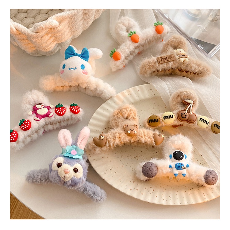 Kẹp Tóc Hình Cá Mập Phủ Lông Dễ Thương Thời Trang Mùa Đông Cho Nữ