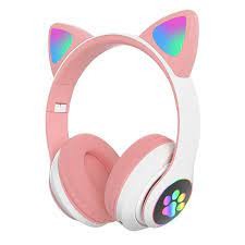 Tai Nghe Headphone Bluetooth V5.0 DEJ-B39 Kiểu Dáng Tai Mèo Có Đèn Led Hỗ Trợ Nghe Qua Dây Cắm