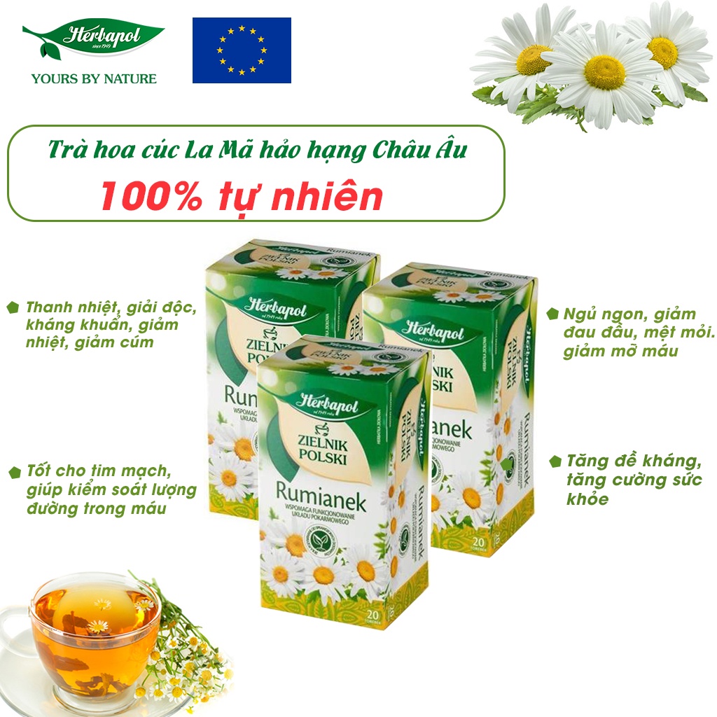 Trà Hoa Cúc Hảo Hạng HERBAPOL Thanh Nhiệt, Bổ Sung Vitamin Hộp 20gói x 2.5g