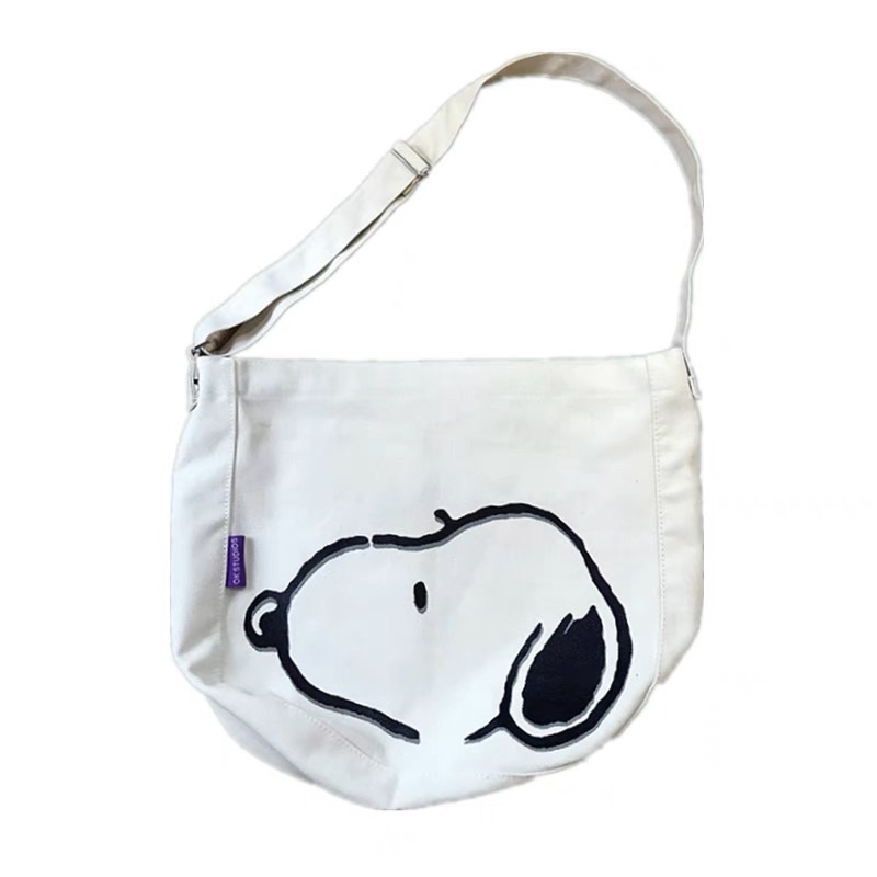 Túi Tote canvas unisex Snoopy 9ty Canvas có ngăn khóa kéo bên trong phong cách cá tính đường phố trẻ trung*có hình thật*