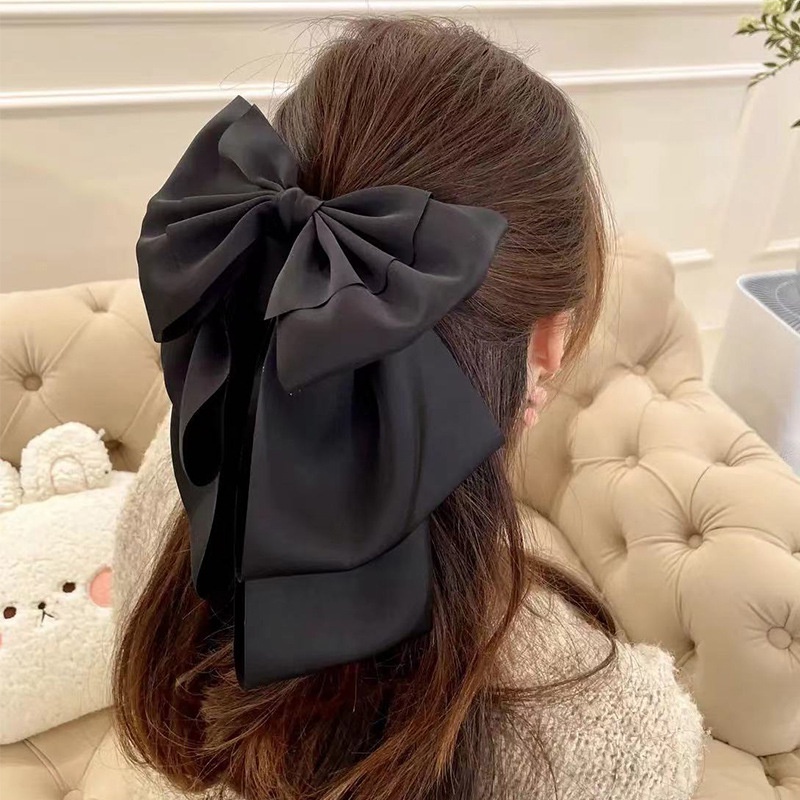 Kẹp Tóc Đính Nơ Ruy Băng Satin Cao Cấp Thời Trang Hàn Quốc Cho Nữ